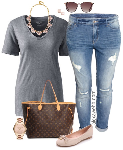 Plus Size Casual Outfit - Grey & Pink - Alexa Webb