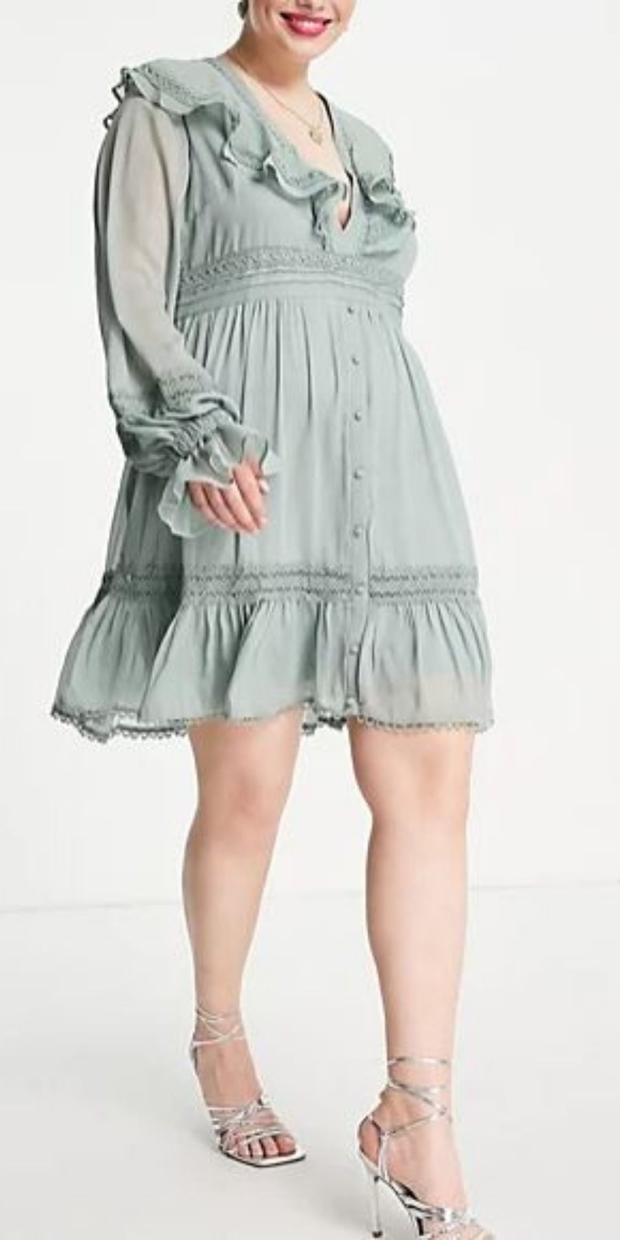 floral short dresses BTFBM Women Summer V Neck Short Sleeve Tiered SIZE:40W-38L 100-and-over Chiffon Babydoll Dress in