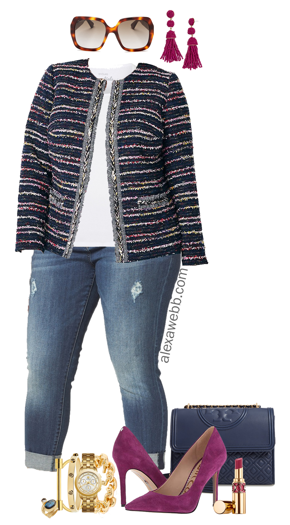 Plus Size Tweed Jacket Outfit - Alexa Webb