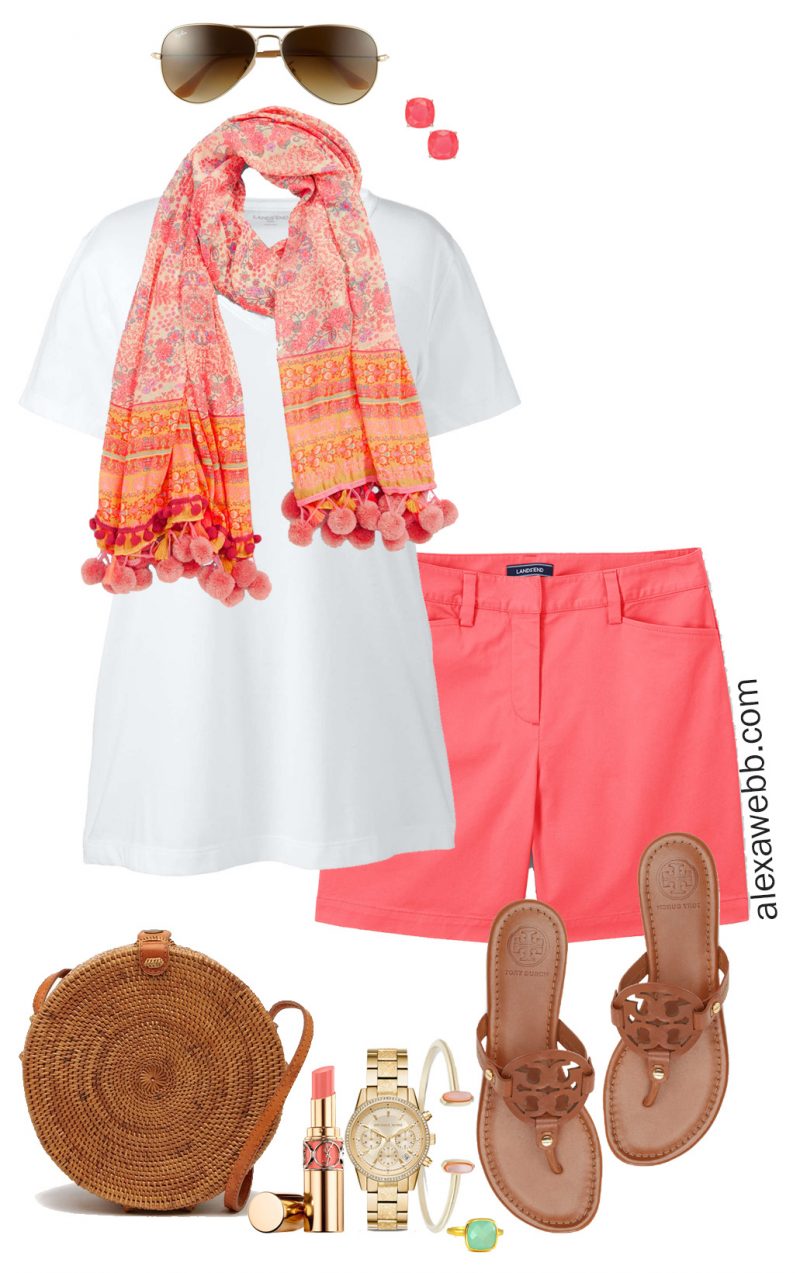 Plus Size Coral Shorts Outfit - Alexa Webb