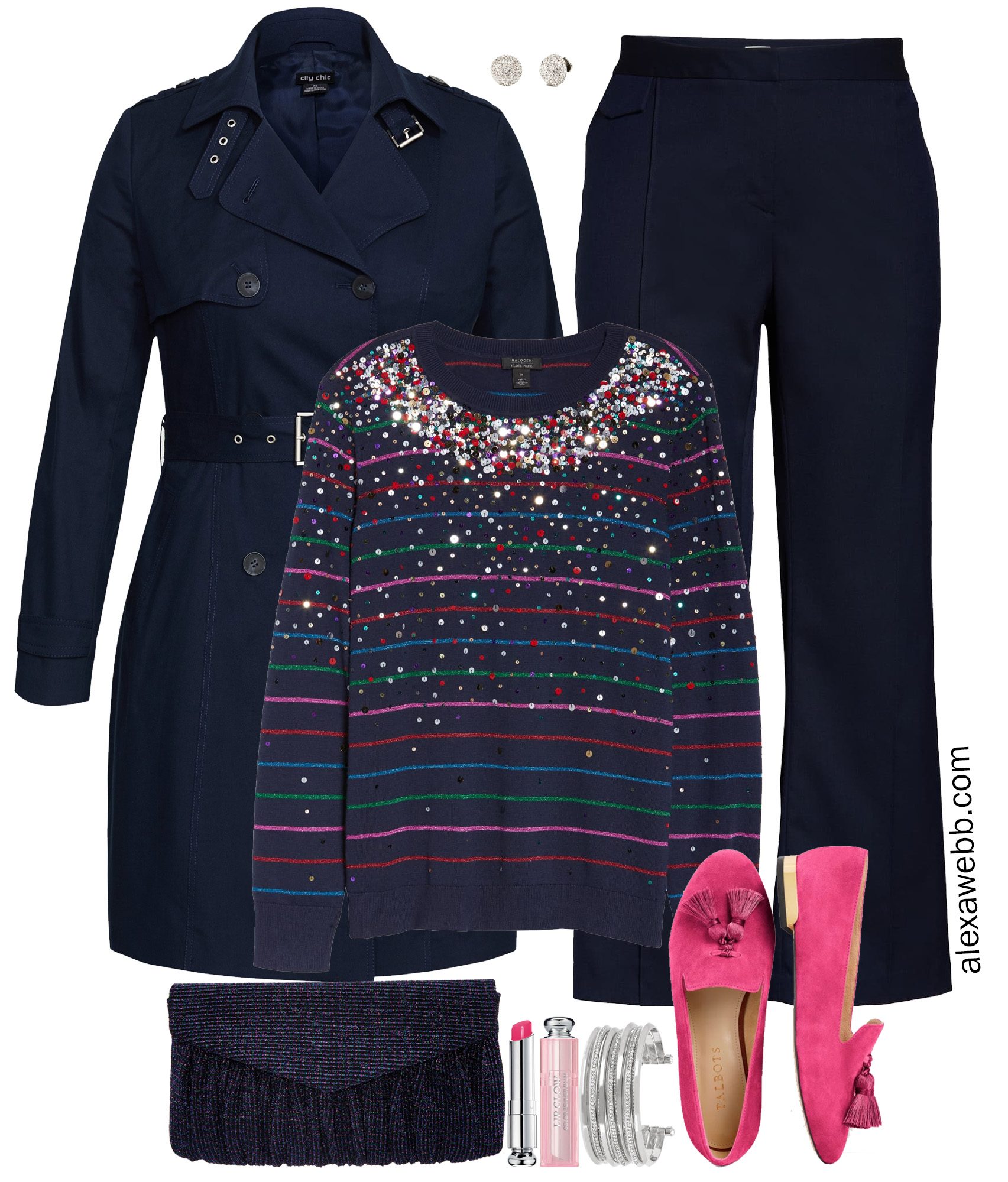 Plus Size Navy Holiday Outfit - Alexa Webb