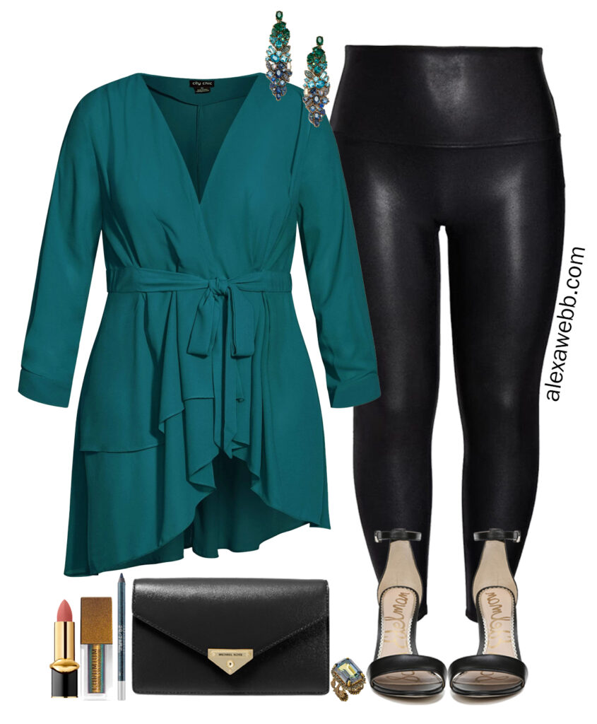 Spanx Faux Leather Leggings / Turquoise and Teale