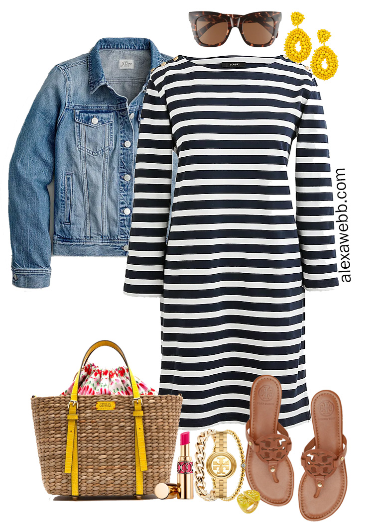 Navy and white clearance striped dress outfit