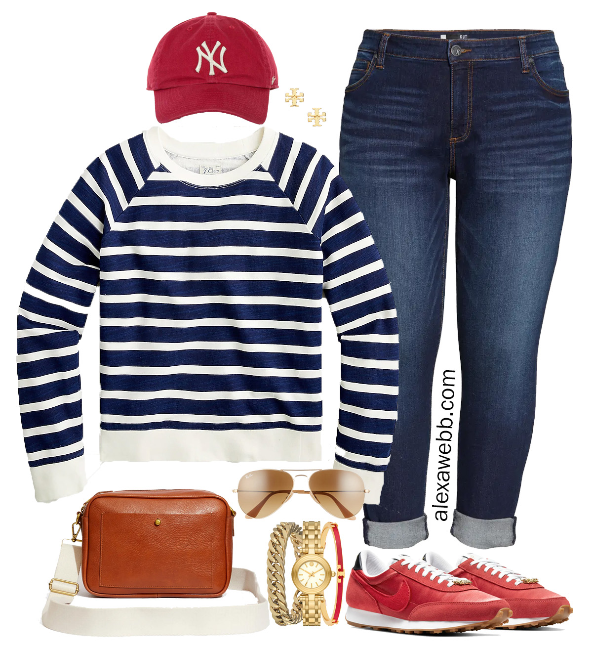 Plus Size Striped Sweatshirt Outfit - Alexa Webb