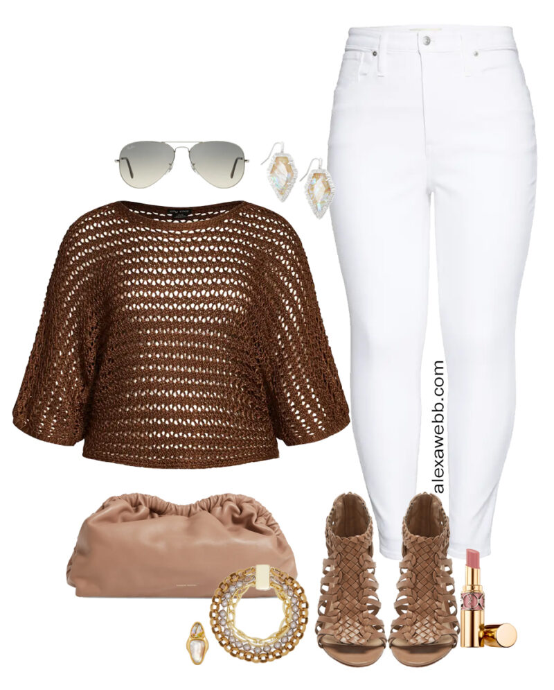 denim and white plus size outfits