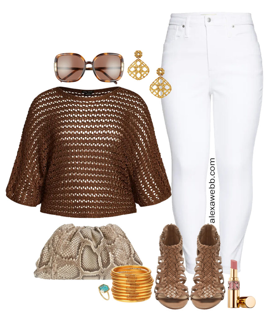 denim and white plus size outfits