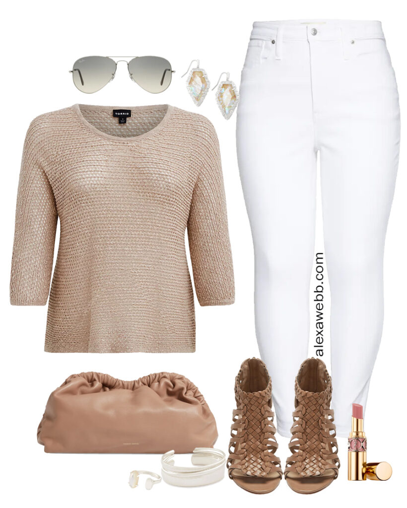 denim and white outfits for plus size