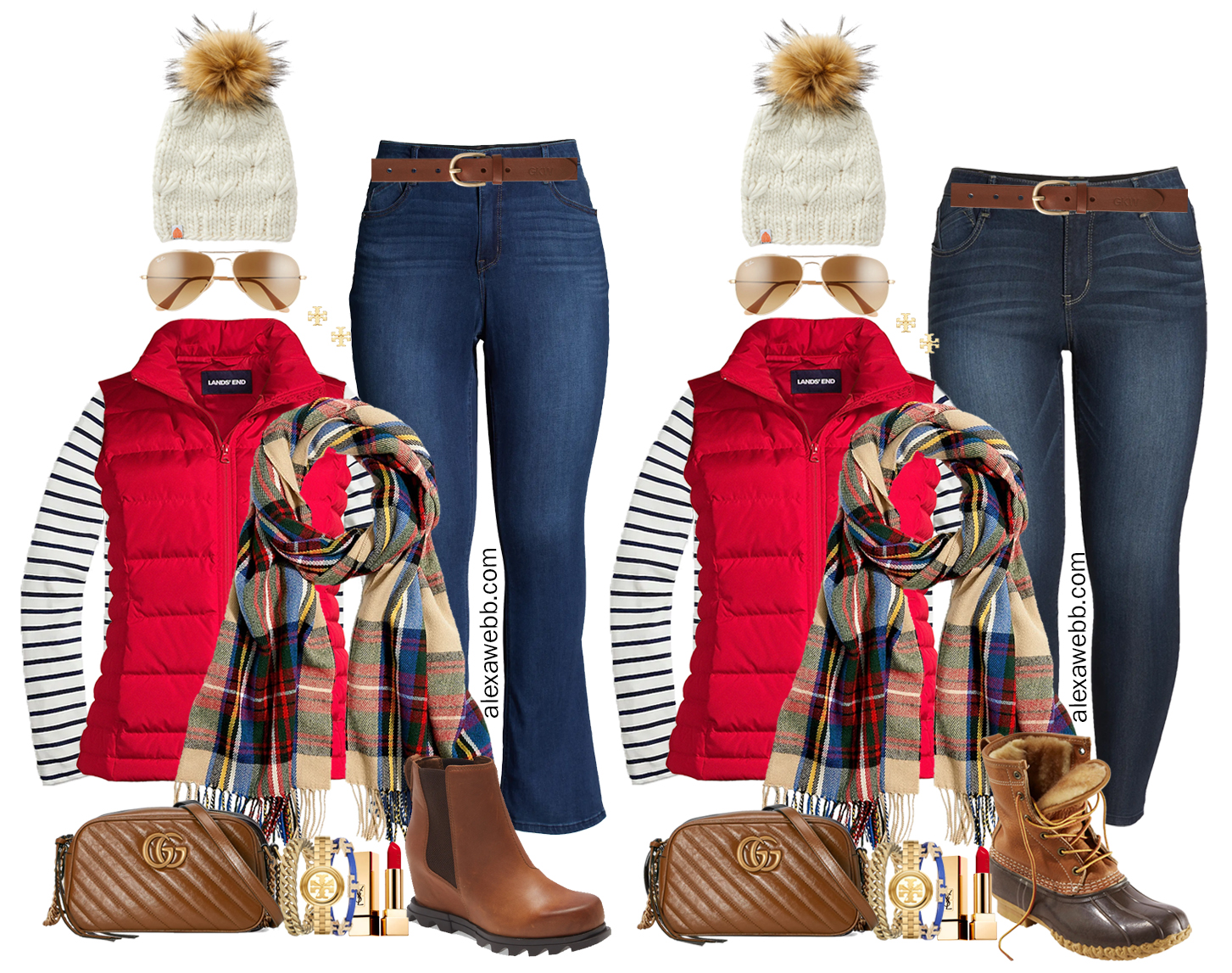 Plus Size Red Puffer Vest Outfits - Alexa Webb