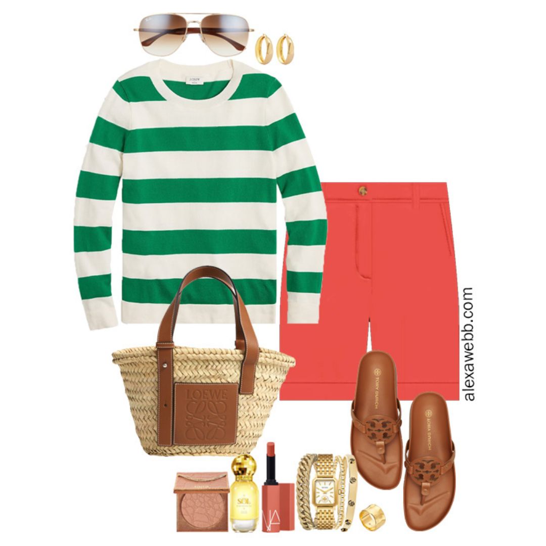 Plus Size Green Stripe Sweater Outfits - Alexa Webb