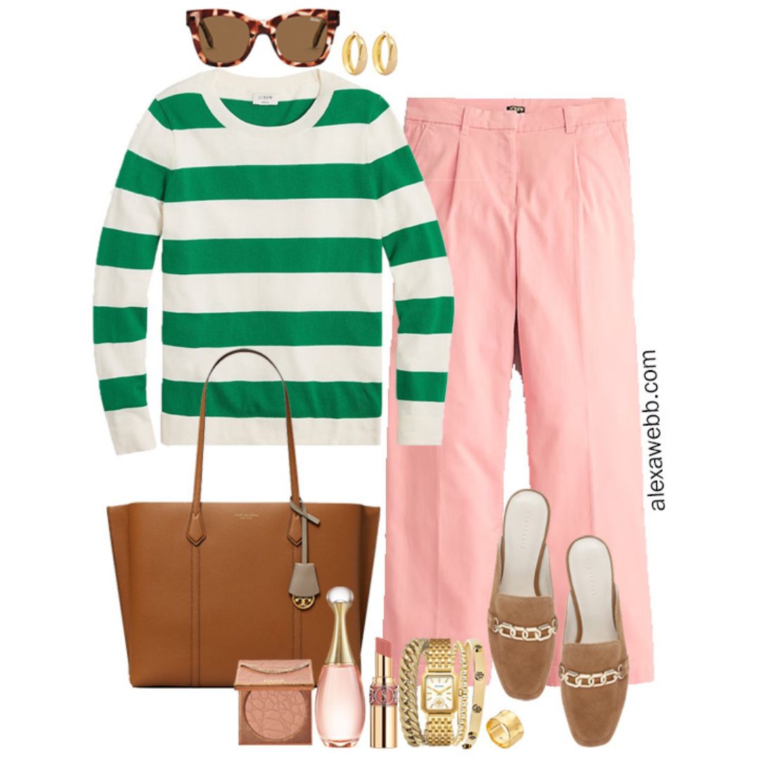 Green striped sales pants outfit