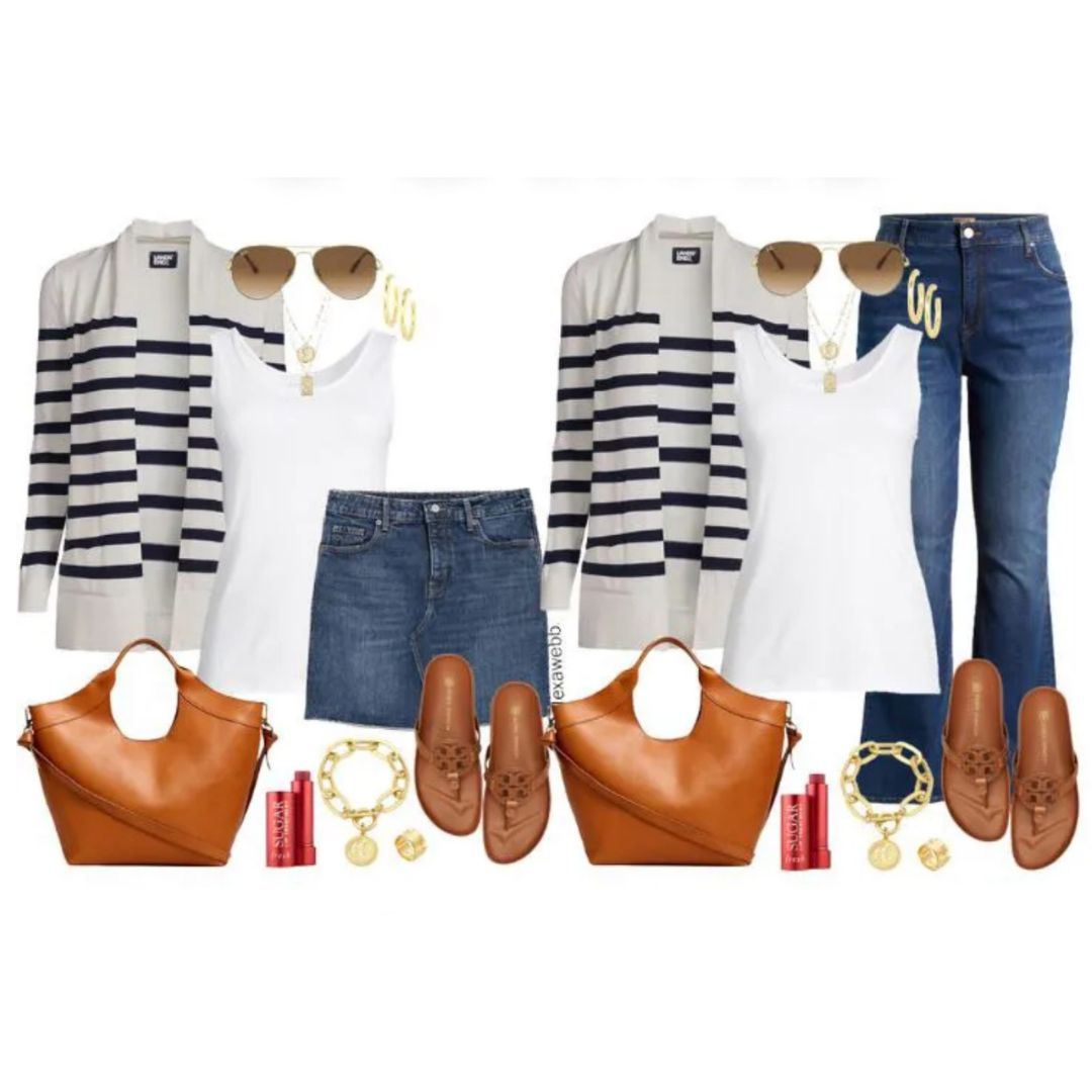 Plus Size Stripe Cardigan Outfits - Alexa Webb